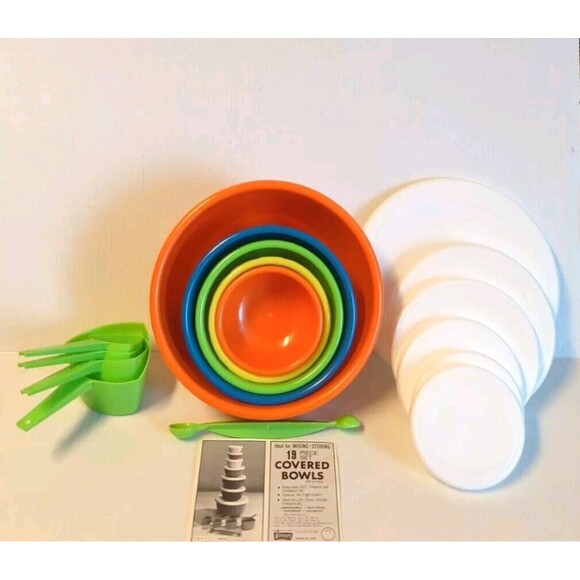 Blisscraft of Hollywood Nesting Bowls Lids 19 Piece Set Vintage Mixing Storing - Picture 1 of 12